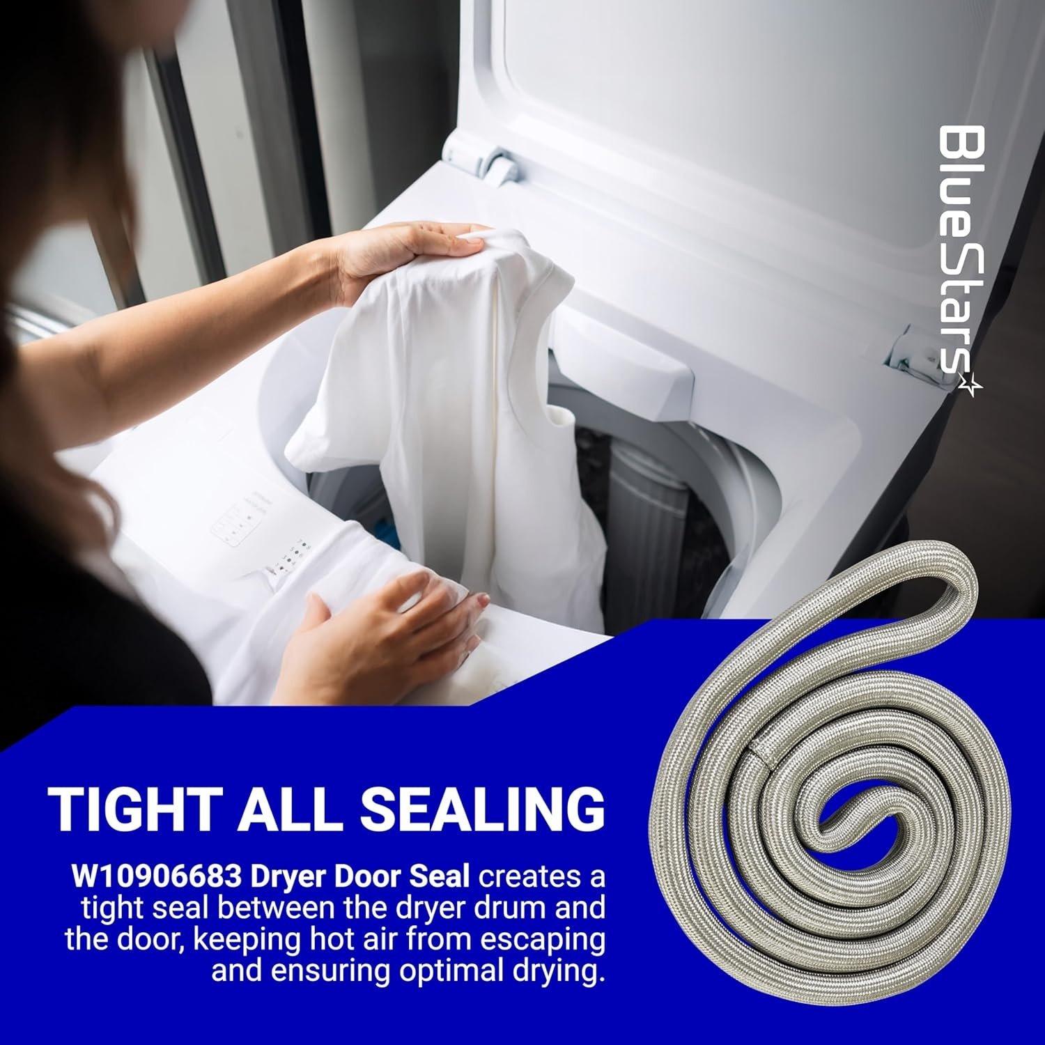 [Lifetime Warranty] W10861521 Dryer Door Seal with Glue - Compatible with Maytag Kenmore Amana Roper Magic Chef Crosley Dryers - Replaces PS11731610 W10730752 438201 AP5999407 WP3405246 image 4