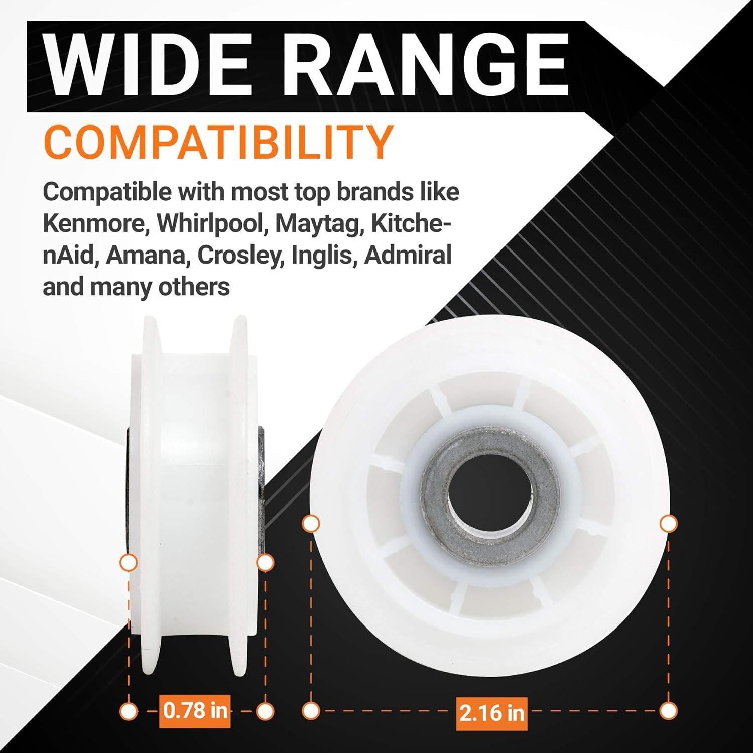 [Lifetime Warranty] 279640 Dryer Idler Pulley Replacement - Compatible with Whirlpool Kenmore Maytag Dryers - Replaces 3388672 697692 AP3094197 W10468057 - Pack of 4 image 6