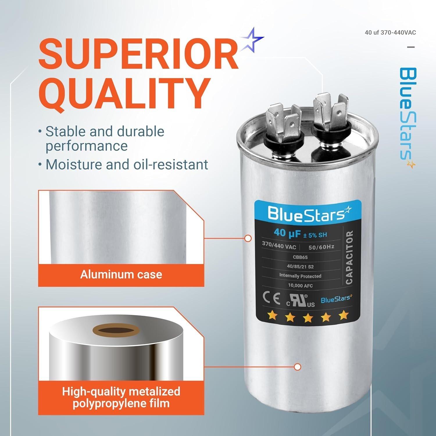 [Lifetime Warranty] 40 uF MFD 370/440 VAC CBB65A Round Run Start Capacitor - Fits AC Motor Run, Fan Start, Heat Pump image 3