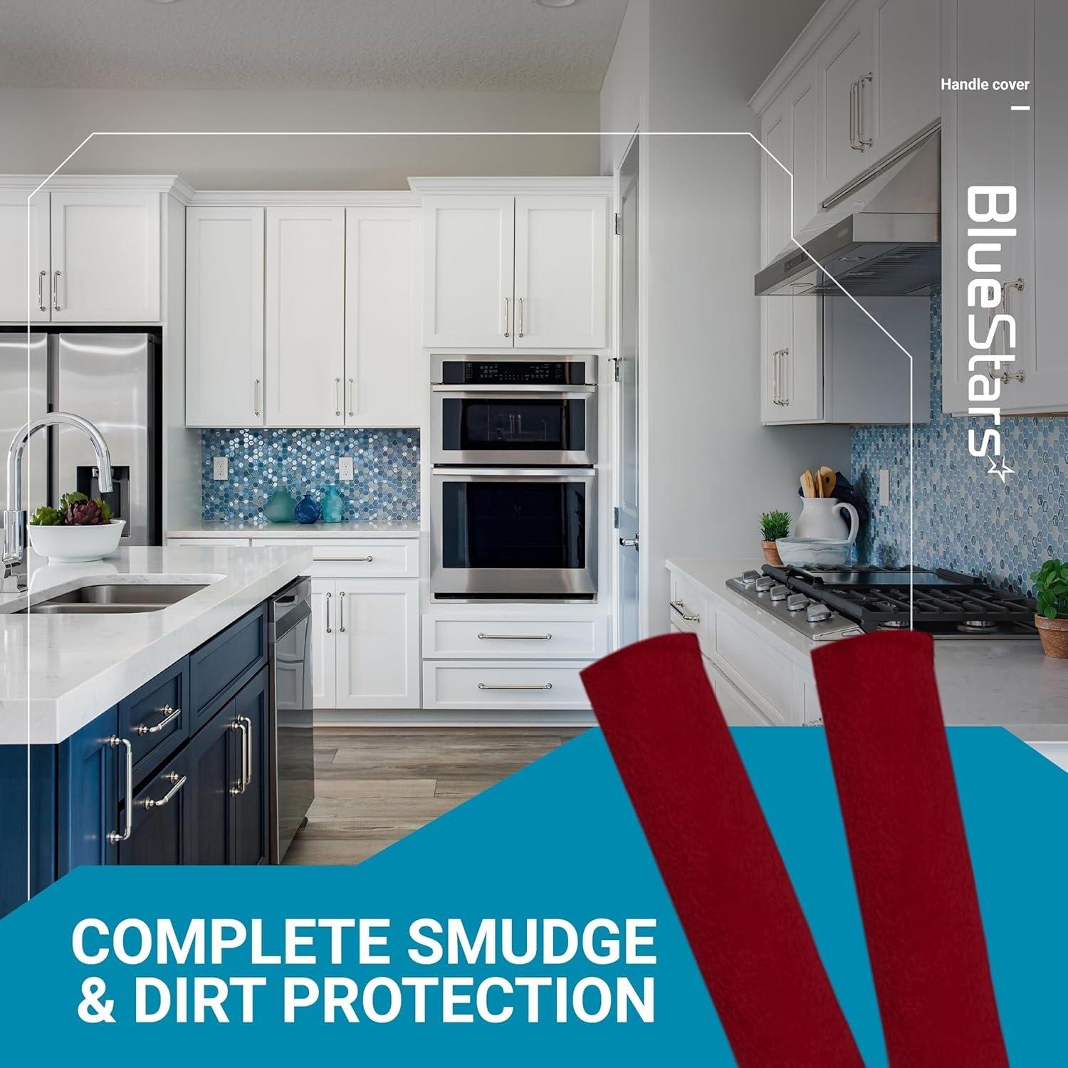 [Lifetime Warranty] Refrigerator Door Handle Covers, Keep Your Kitchen Appliances Clean from Smudges, Drips, Food Stains, Oil, Decor Protector for Fridge, Ovens, Dishwashers, Microwaves (Red) - Pack of 6 image 2