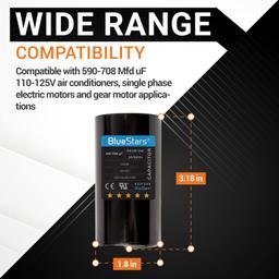 590-708 mfd 110-150VAC ±20% Volts Round Motor Start Capacitor 50/60 Hz AC thumbnail 2