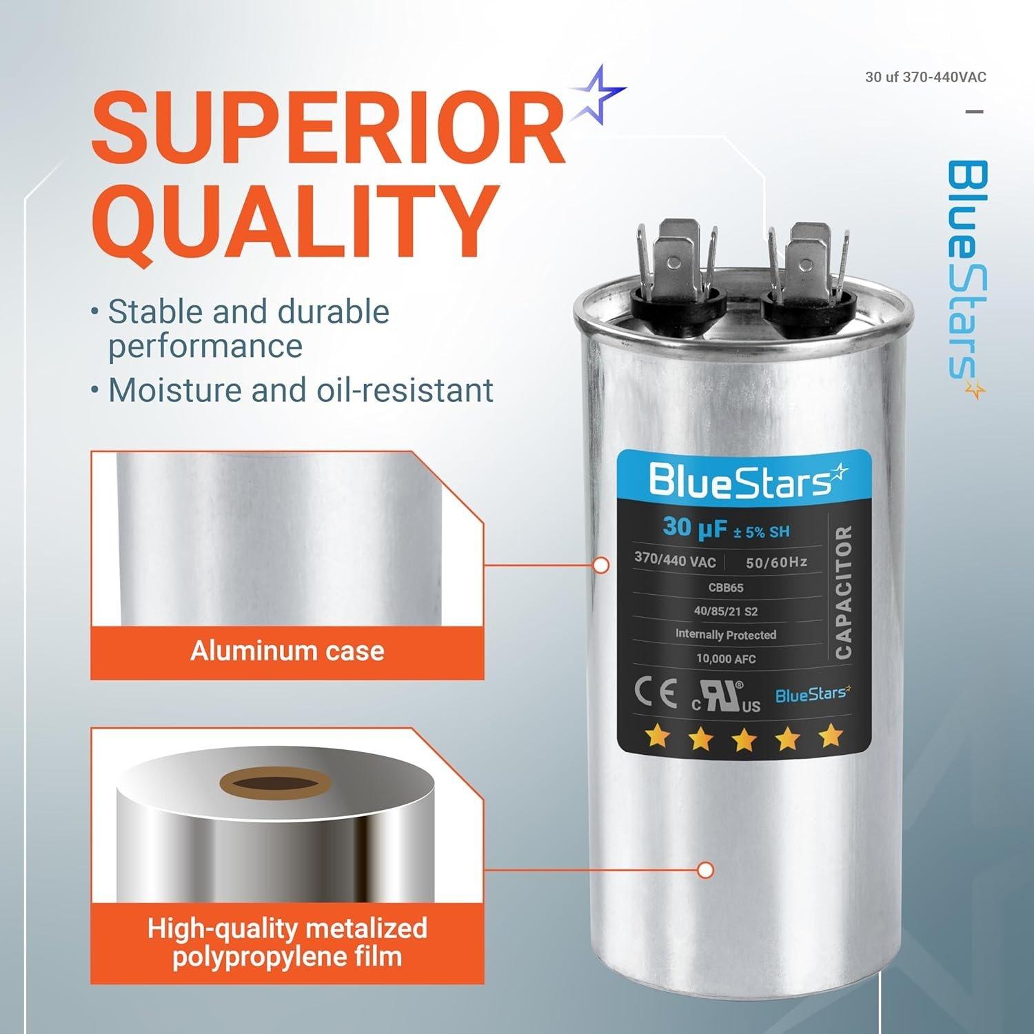 [Lifetime Warranty] [UL Certified] 30 uF MFD Â±5% 370/440 VAC 50/60 Hz Multi-Purpose Motor Run Round Capacitor - Compatible with Air Conditioner, Heat Pump image 2