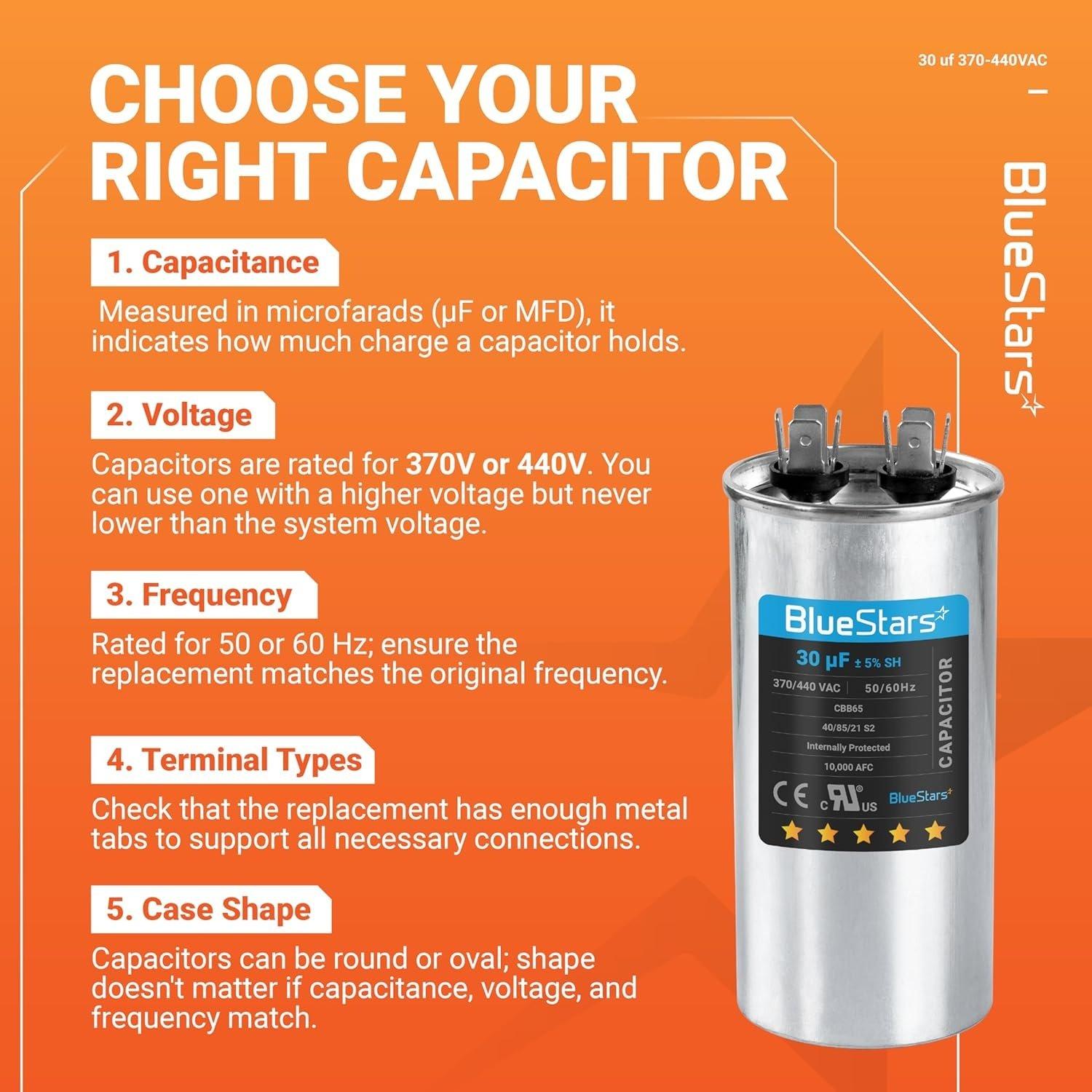 [Lifetime Warranty] [UL Certified] 30 uF MFD Â±5% 370/440 VAC 50/60 Hz Multi-Purpose Motor Run Round Capacitor - Compatible with Air Conditioner, Heat Pump image 4