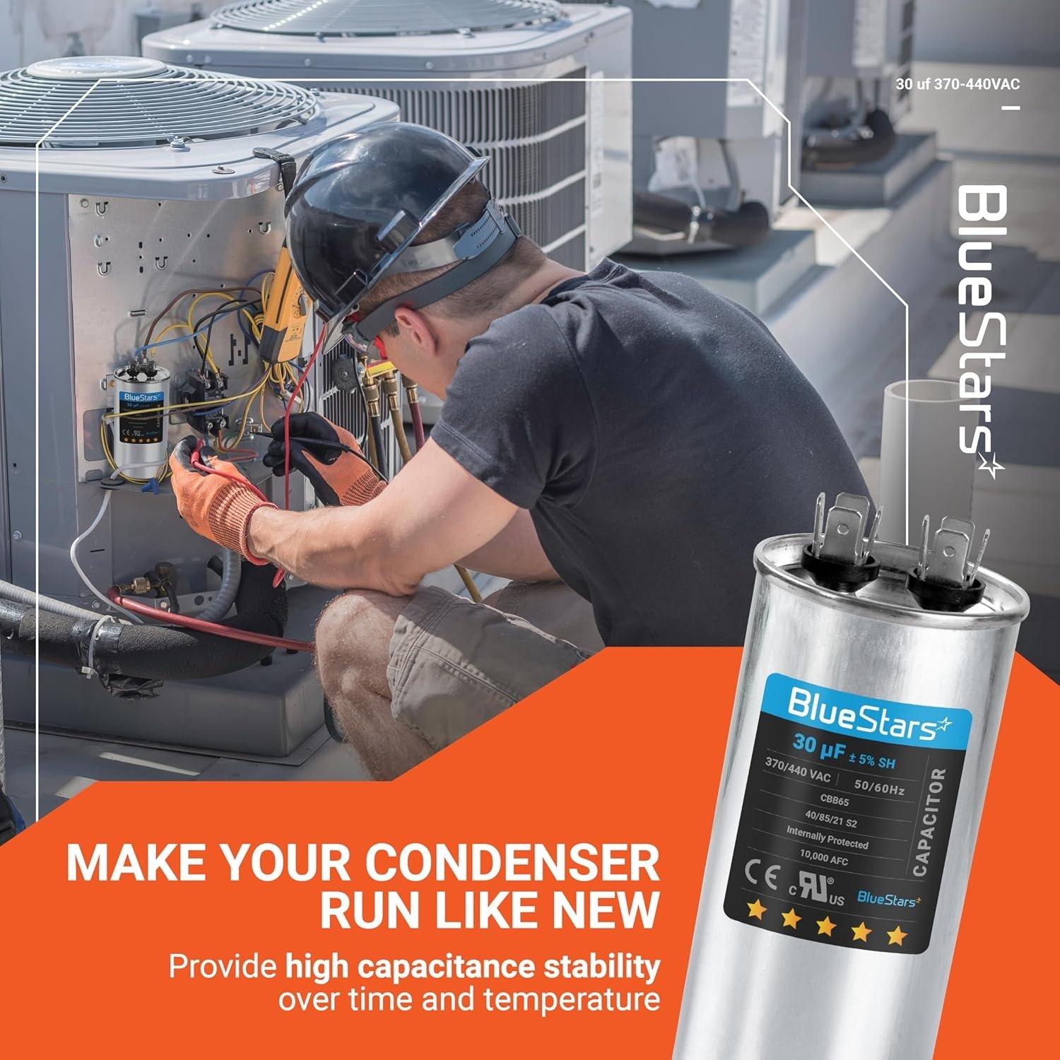 [Lifetime Warranty] [UL Certified] 30 uF MFD Â±5% 370/440 VAC 50/60 Hz Multi-Purpose Motor Run Round Capacitor - Compatible with Air Conditioner, Heat Pump image 3