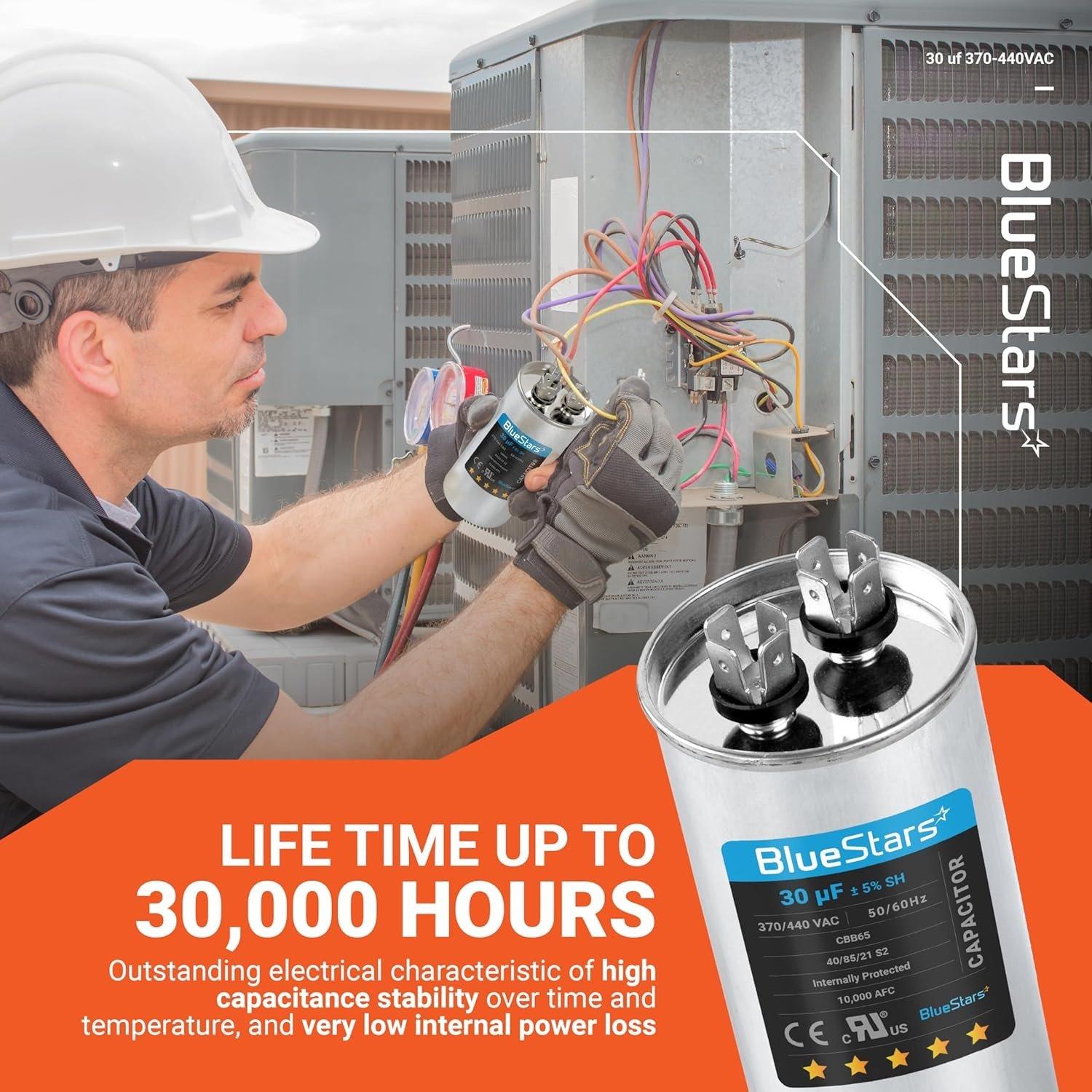 [Lifetime Warranty] [UL Certified] 30 uF MFD Â±5% 370/440 VAC 50/60 Hz Multi-Purpose Motor Run Round Capacitor - Compatible with Air Conditioner, Heat Pump image 10