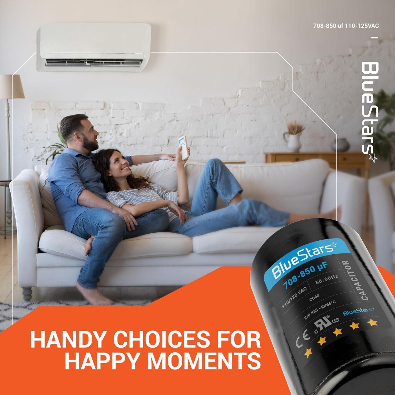 [Lifetime Warranty] 708-850 uF MFD 110-125 VAC 50/60 Hz Round Start Capacitor - Universal Fits Air Conditioner, Electric Motors image 1