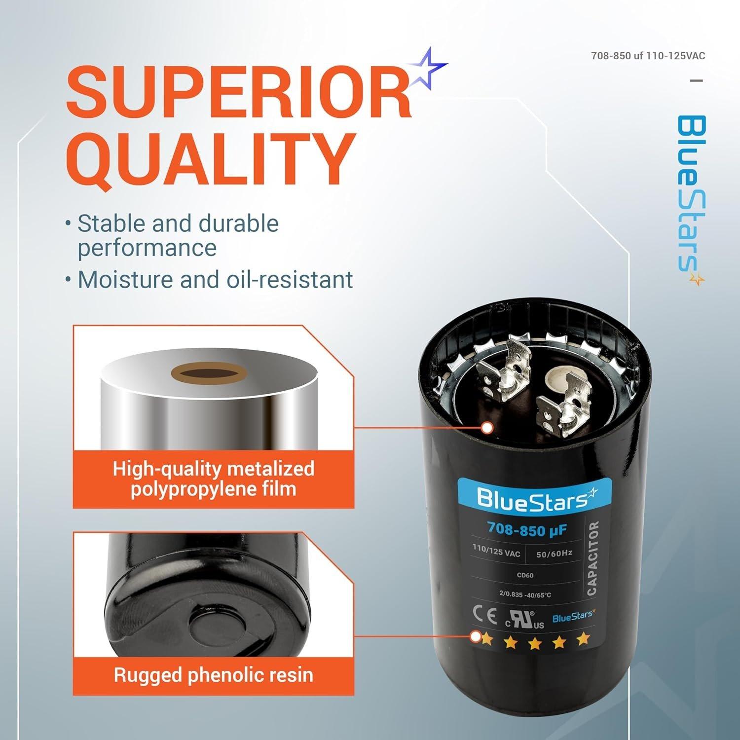 [Lifetime Warranty] 708-850 uF MFD 110-125 VAC 50/60 Hz Round Start Capacitor - Universal Fits Air Conditioner, Electric Motors image 9