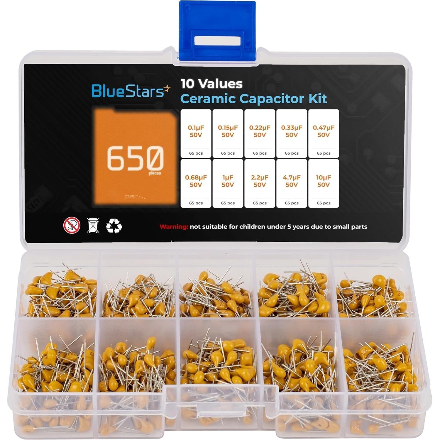 [Lifetime Warranty] 10-Value Ceramic Capacitor Assortment Kit 650 pcs image 0