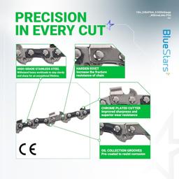 [Lifetime Warranty] 10-inch Chainsaw Chain 3/8" LP Pitch, 0.050" Gauge, 40 Drive Links - Pack of 2 thumbnail 4