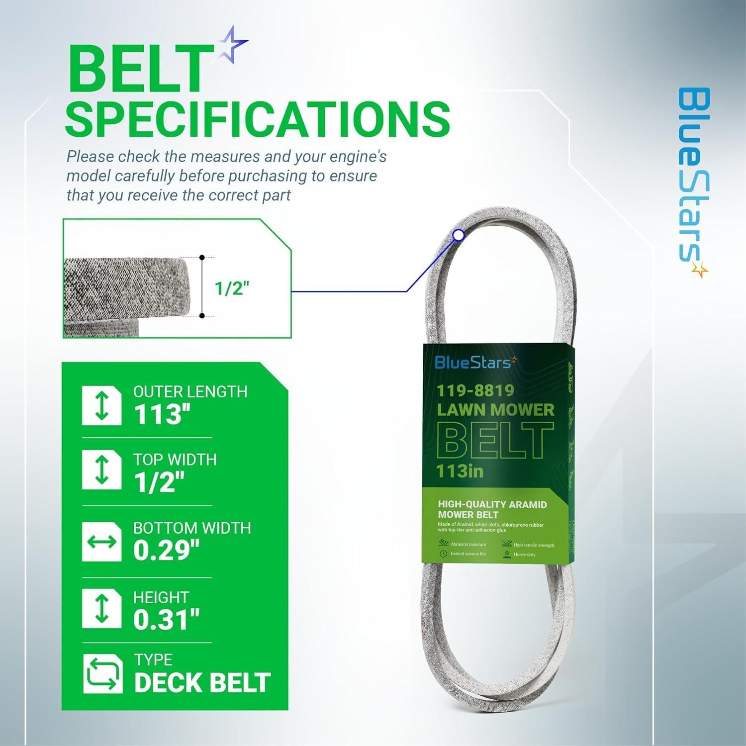 [Lifetime Warranty] Mower Deck Belt 119-8819 1/2" x 113 1/2" image 1