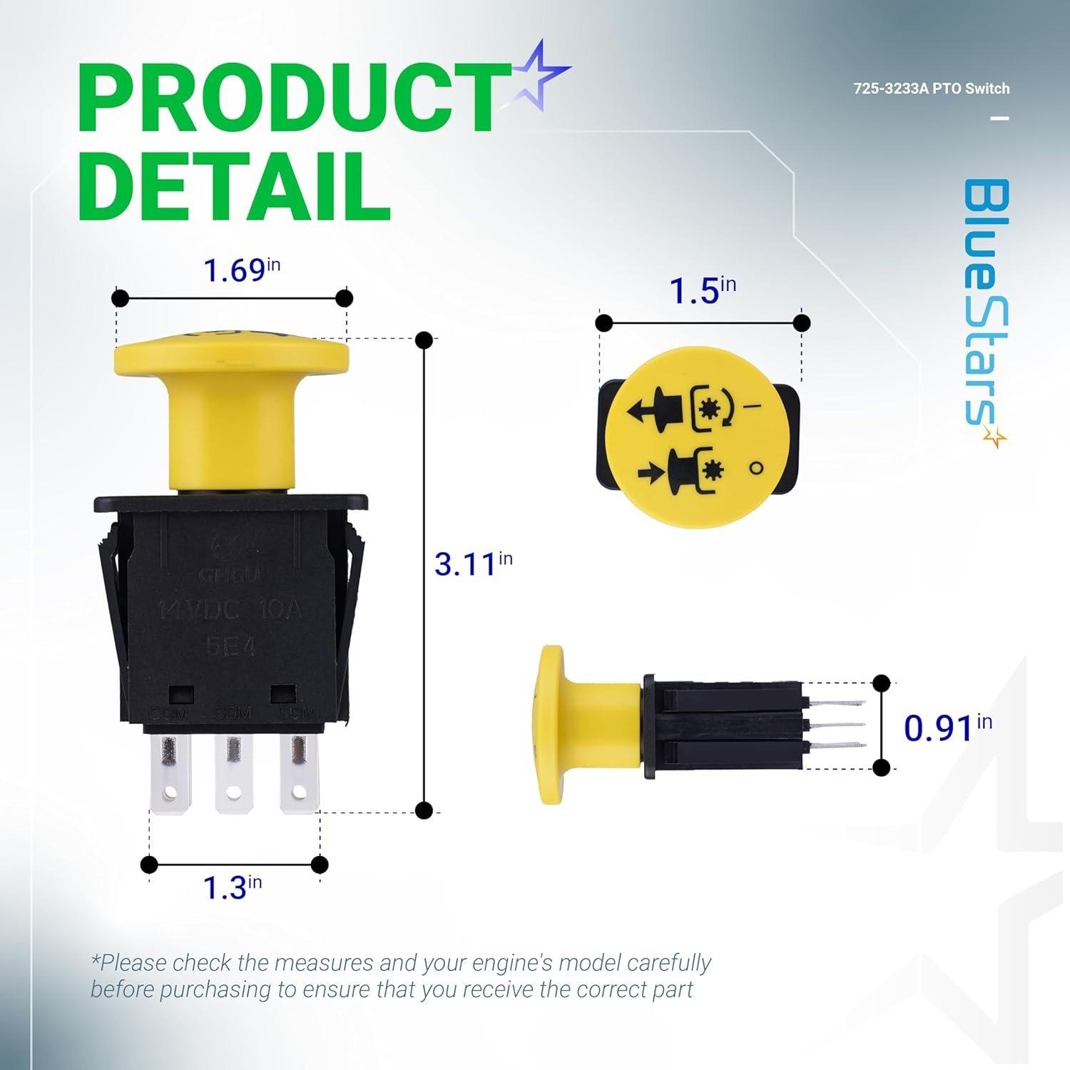 [Lifetime Warranty] 725-3233A Clutch PTO Switch image 2