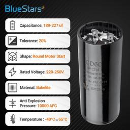 [Lifetime Warranty] 189-227 uF MFD 220-250 VAC Round Start Capacitor 50/60 Hz - Fits Electric Motor, OEM Single Phase Motor thumbnail 1