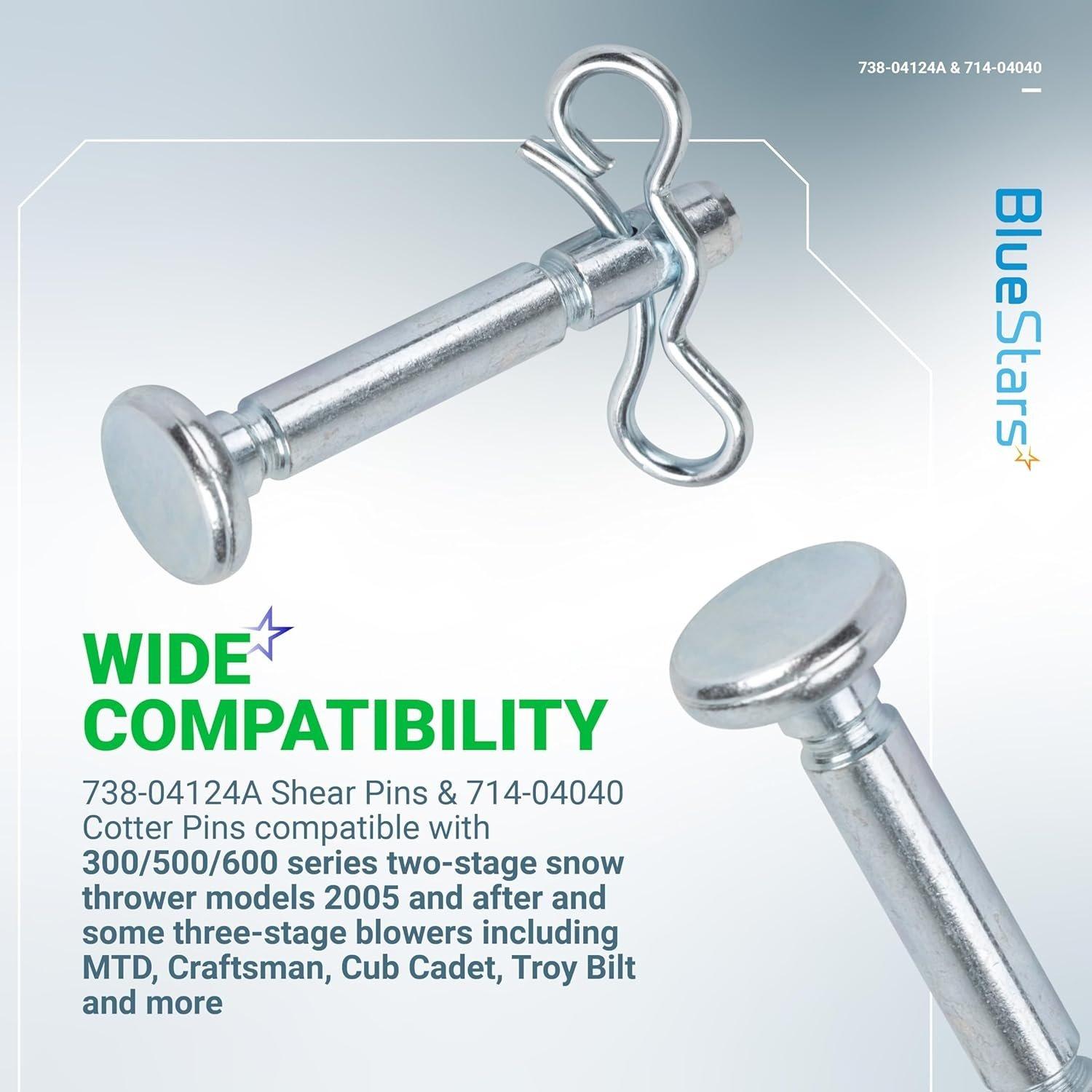 [Lifetime Warranty] 20 Pcs 738-04124A Shear Pins & 714-04040 Cotter Pin image 1