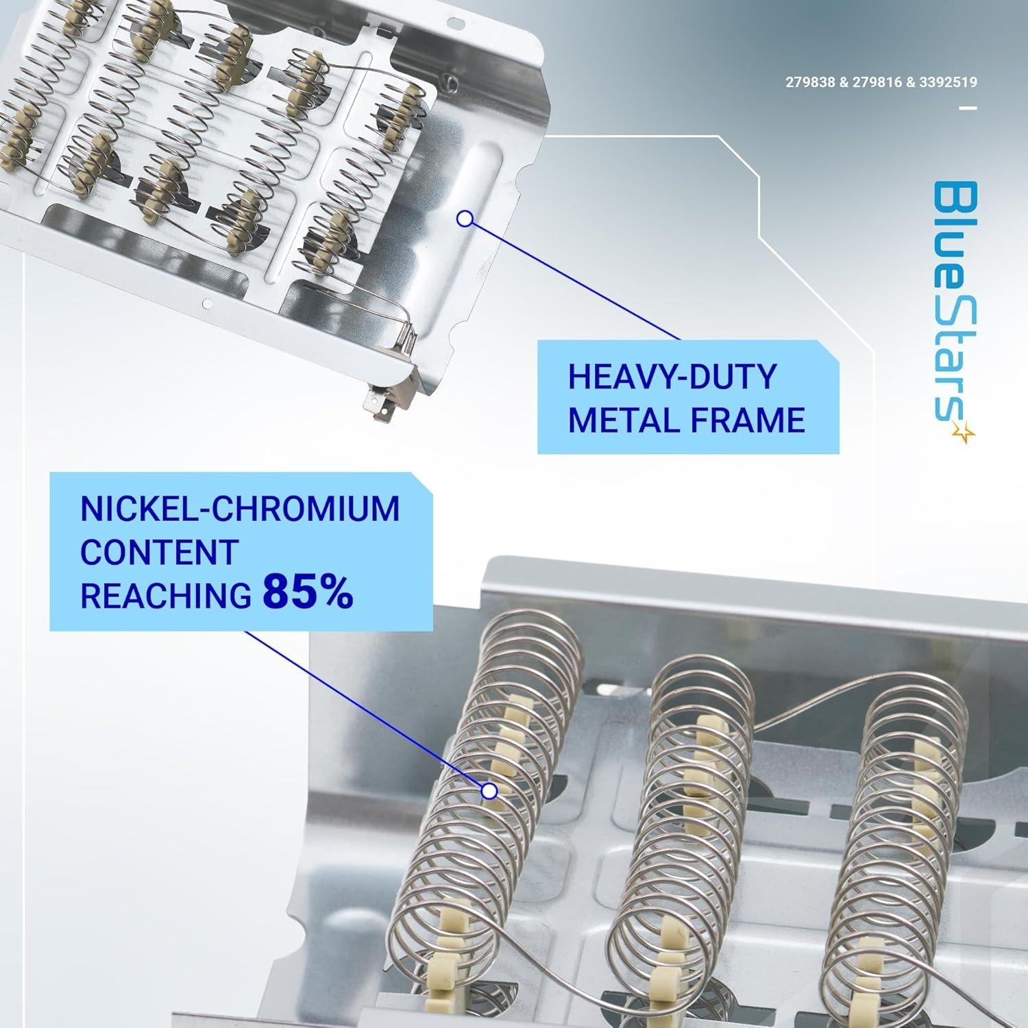 [Lifetime Warranty] 279838 W10724237 Dryer Heating Element Kit - For Whirlpool Kenmore Roper Maytag Amana NED4655EW1 WED4815EW1 MEDC215EW1 RED4640YQ0 RED4440VQ1 REX4634KQ1 RED4440SQ0 image 4