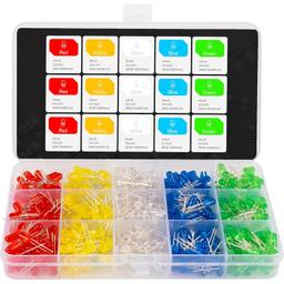 500 PCS (5 Colors x 100 PCS) 5mm Bi-pin LED Light Kit Box thumbnail 0