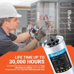 [Lifetime Warranty] 45+5 uF MFD 370/440 VAC Round Dual Circular Run Capacitor CBB65 50/60 Hz - Fits AC Motor Run, Fan Start, Condenser - Pack of 2 thumbnail 2