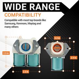 [Lifetime Warranty] DC62-30312J & DC62-30314K Washer Water Inlet Valve Set - Cold & Hot Side Replacement for Samsung Kenmore Washers - Replaces DC62-30314H 1810145 AP4204535 thumbnail 1