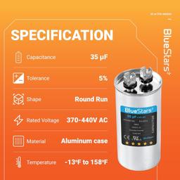 [Lifetime Warranty] 35 uF MFD ±5% 370/440 VAC Multi-Purpose Motor Run Round Capacitor - Fits AC Motor Run, Fan Start, Condenser thumbnail 6