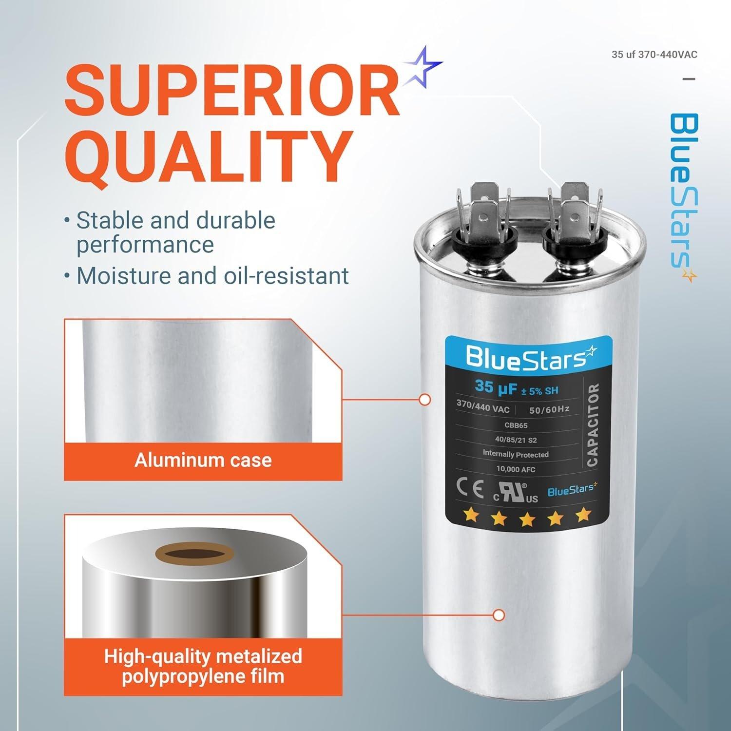 [Lifetime Warranty] 35 uF MFD ±5% 370/440 VAC Multi-Purpose Motor Run Round Capacitor - Fits AC Motor Run, Fan Start, Condenser image 4