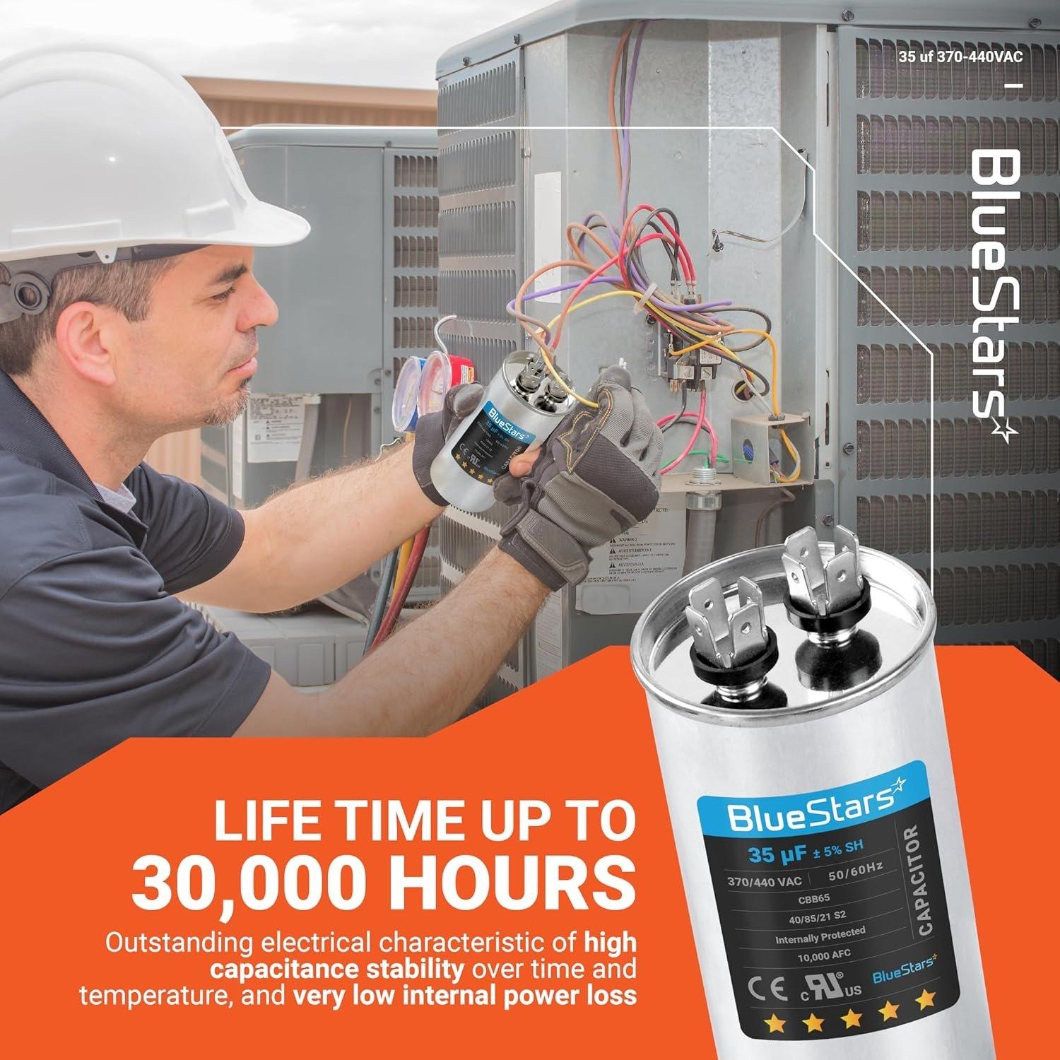 [Lifetime Warranty] 35 uF MFD ±5% 370/440 VAC Multi-Purpose Motor Run Round Capacitor - Fits AC Motor Run, Fan Start, Condenser image 7