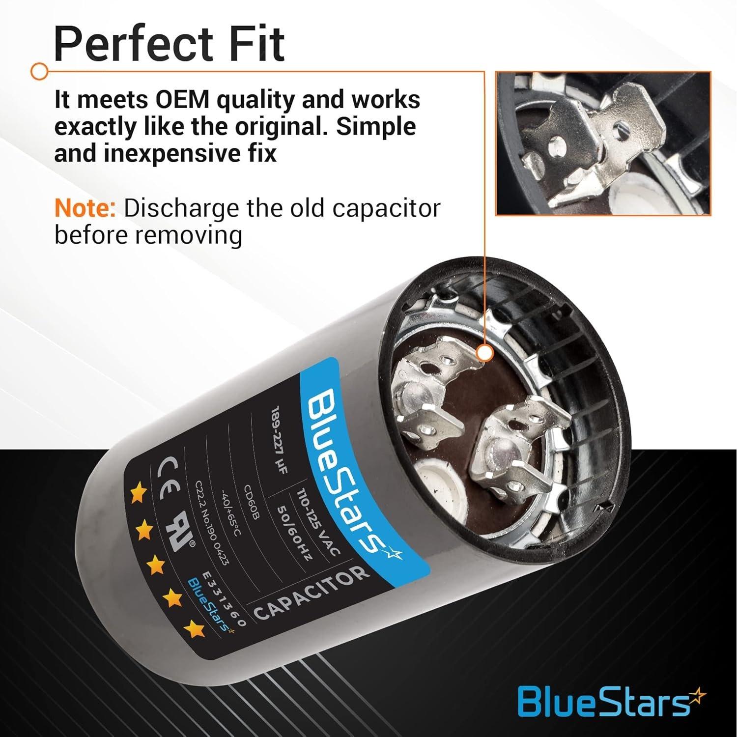 [Lifetime Warranty] 189-227 uF MFD 125 VAC Round Start Capacitor 50/60 Hz - Fits OEM Single Phase Motor - Pack of 2 image 4