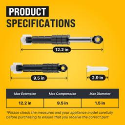 [Lifetime Warranty] WH01X20826 Washer Shock Absorber - For GE, Kenmore Washers GFW450SSM1WW - Replaces WH01X10343 AP4265856 WH01X10385 WH01X10425 AH1482318 EA1482318 WH01X10260 PS1482318 - Pack of 4 thumbnail 1