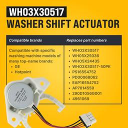 [Lifetime Warranty] WH03X30517 Washer Shift Actuator - Compatible with GE and Hotpoint Washing Machines - Replaces WH05X25036, WH05X24435, PS16554752, AP7014559, 290D1056G001, 4961069 thumbnail 6