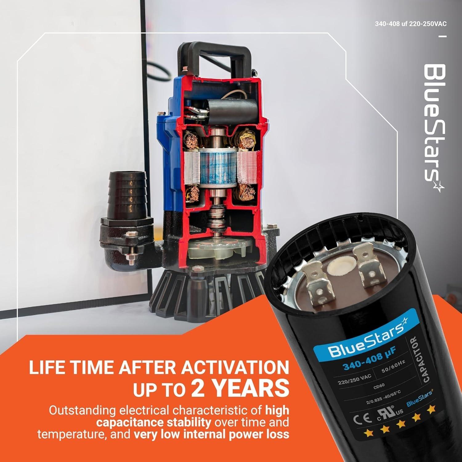 [Lifetime Warranty] 340-408 uF MFD 220-250 VAC ±20% Round Start Capacitor 50/60 Hz - Fits Single-Phase Motors, Gear Motors image 2