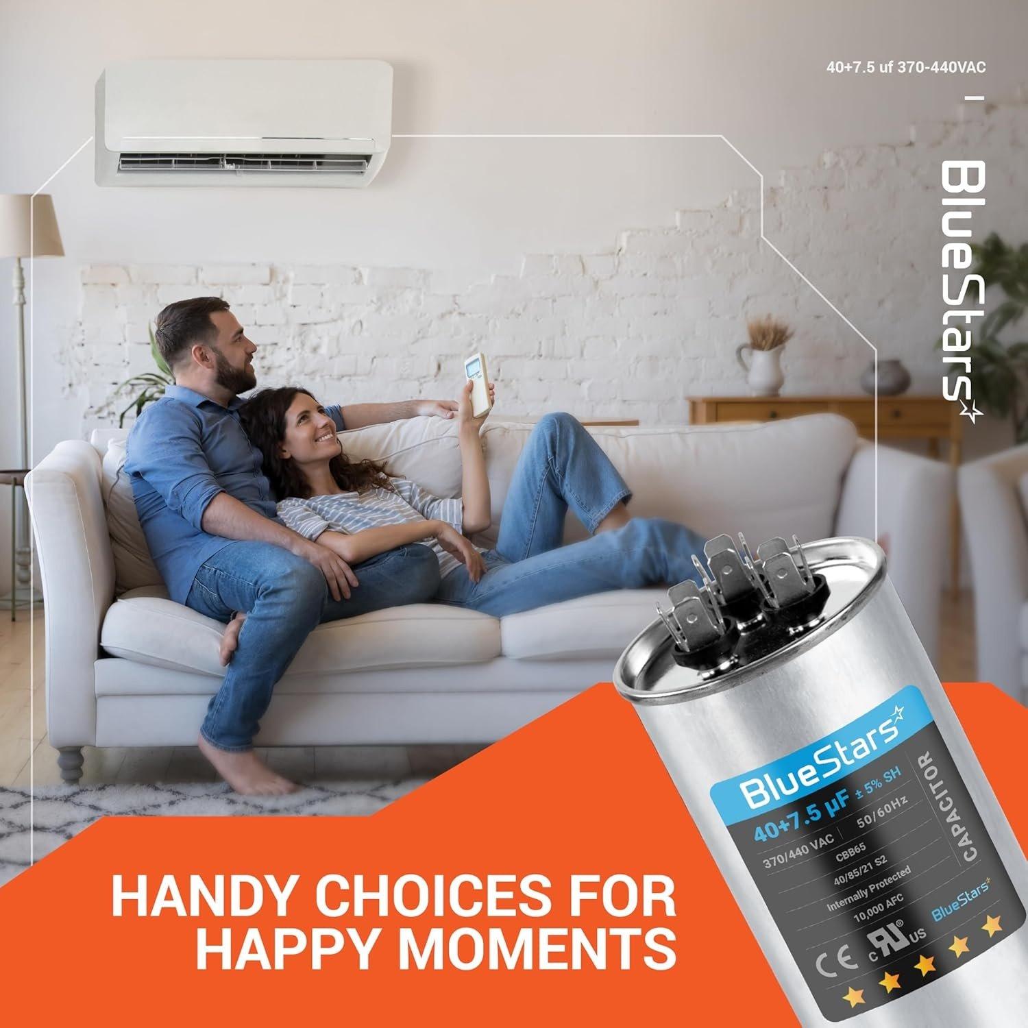 [Lifetime Warranty] 40+7.5 uF MFD ±5% 370/440 VAC Dual Run Start Round AC Capacitor CBB65 CBB65B 50/60 Hz 10000AFC - Fits Condenser, Heat Pump image 7