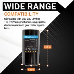 233-280 mfd 110-125VAC ±20% Volts Round Motor Start Capacitor 50/60 Hz AC Electric thumbnail 5