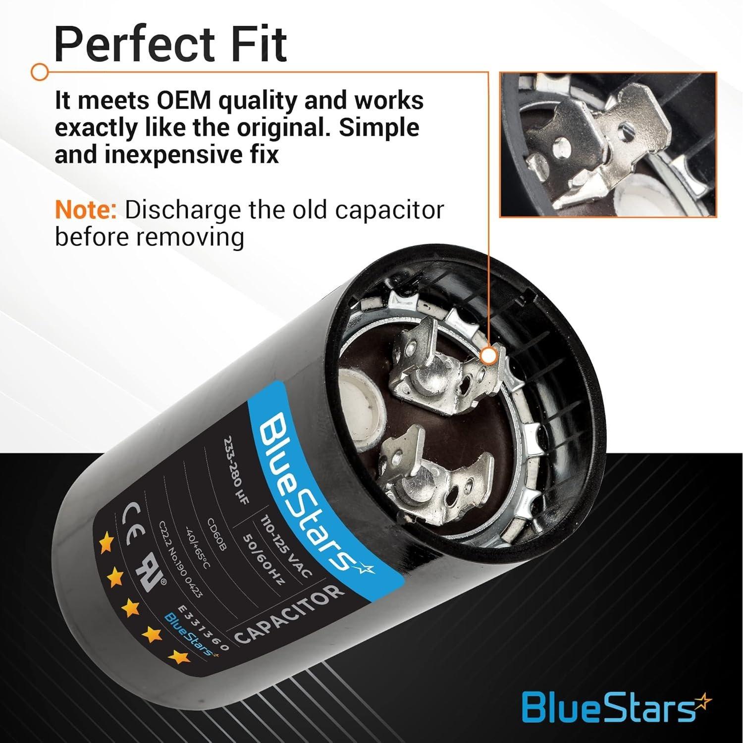 233-280 mfd 110-125VAC ±20% Volts Round Motor Start Capacitor 50/60 Hz AC Electric image 3