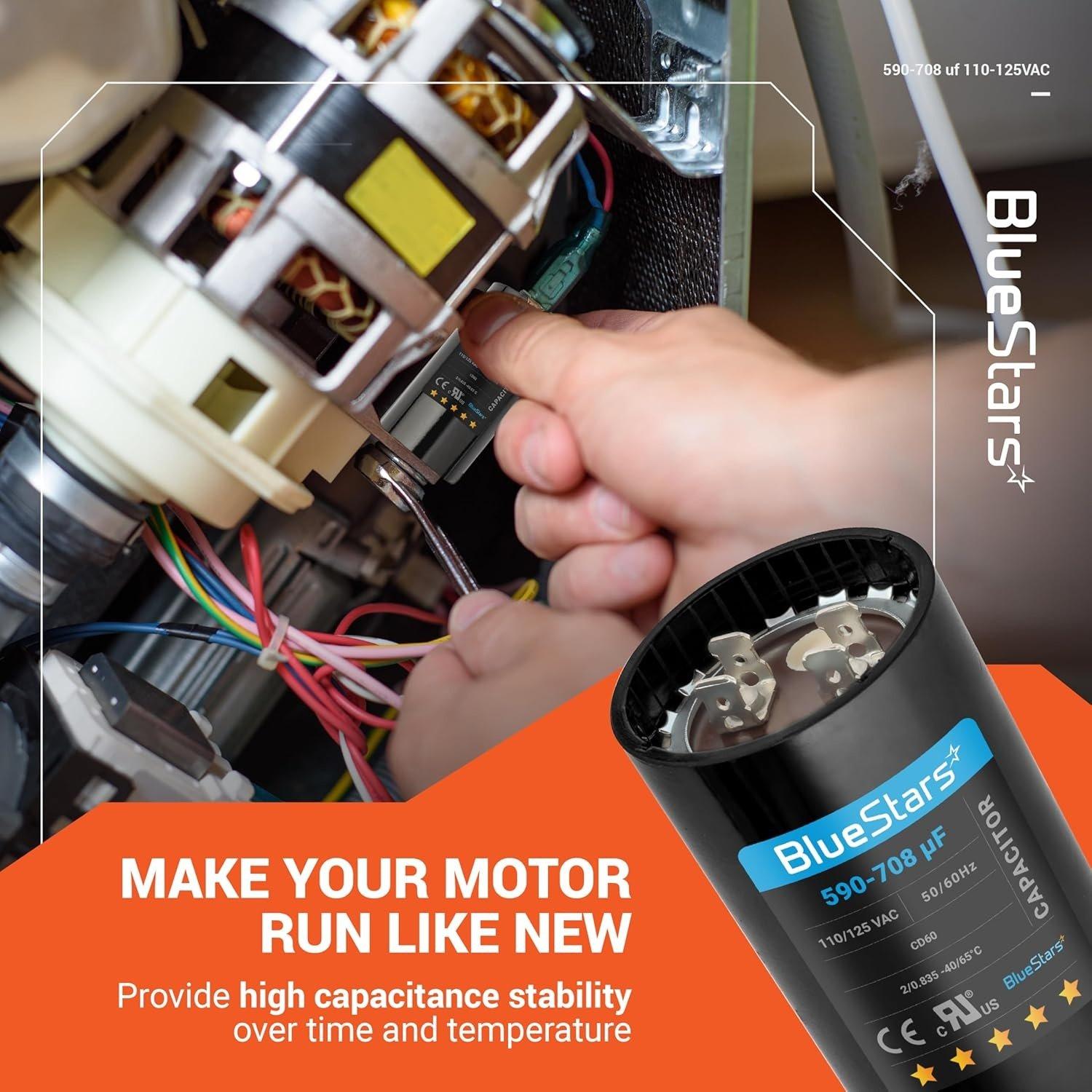 [Lifetime Warranty] 590-708 uF MFD 110-125 VAC ±20% 50/60 Hz CD60 Round Motor Start Capacitor - Fits Pool Pump, Well Pump image 2