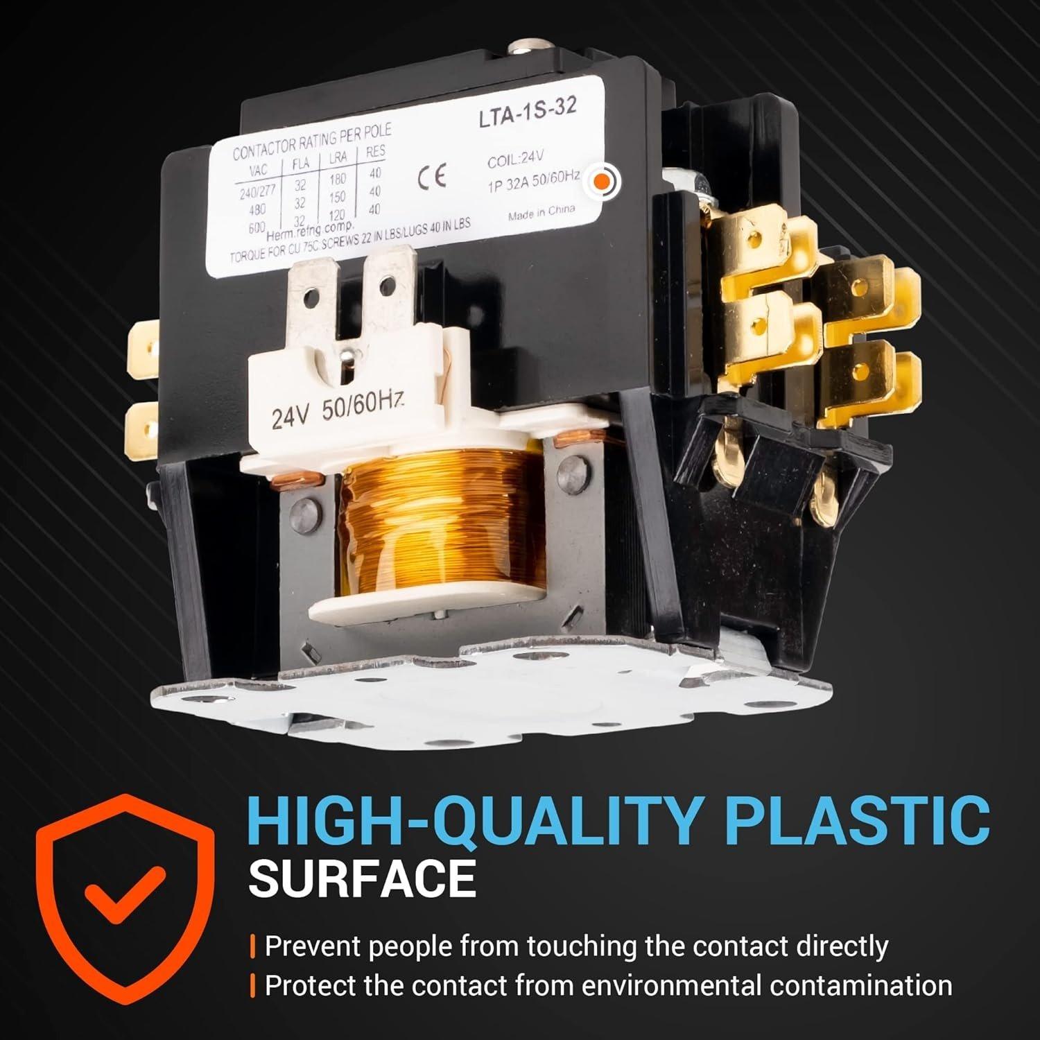 [Lifetime Warranty] 1 Pole Contactor 32 Amp 24VAC Coil image 3