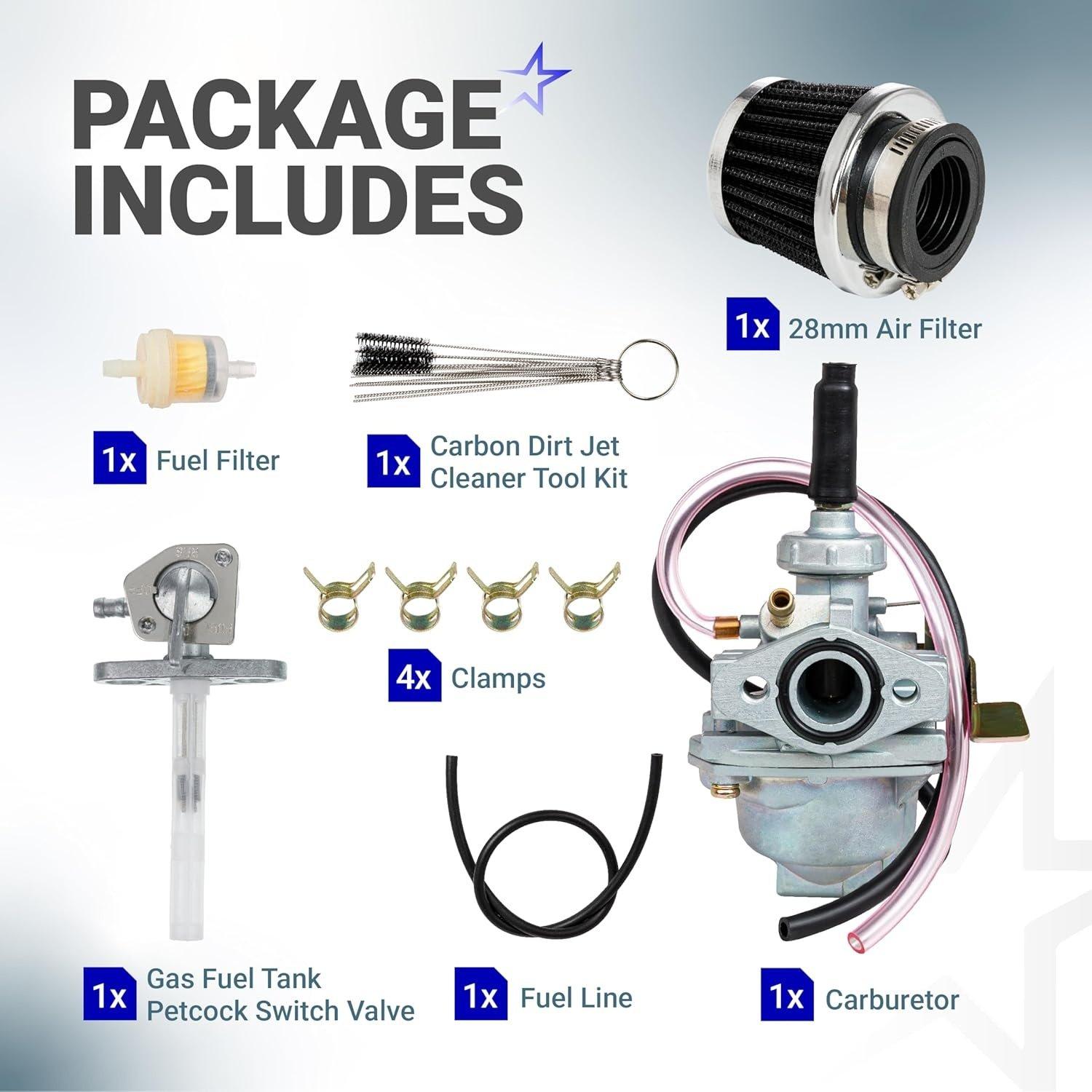[Lifetime Warranty] Carburetor Kit for Honda CRF50F 2004-2012 Honda Z50RD - Carburetor Kit with Air Filter & Fuel Valve Petcock image 4