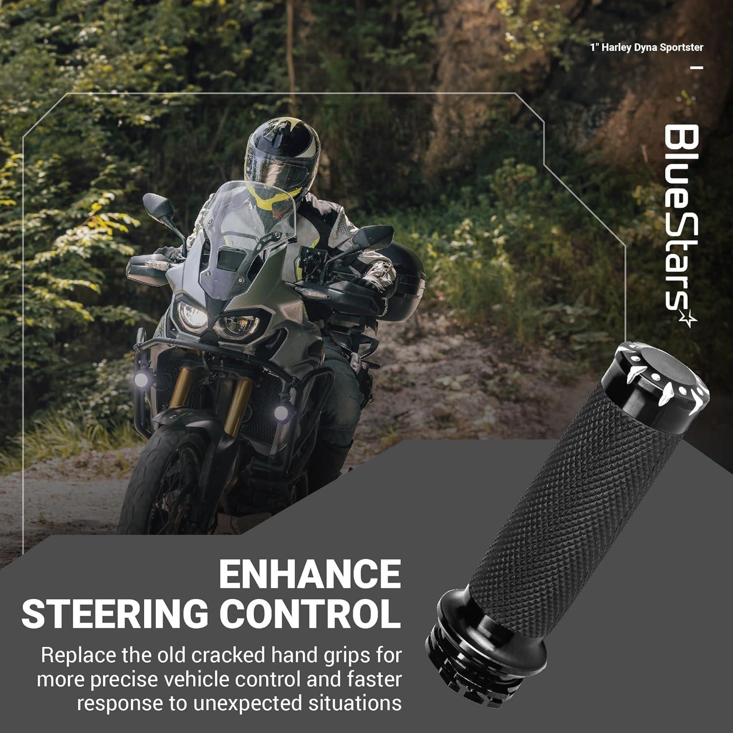 [Lifetime Warranty] 1-Inch Handlebar Hand Grips, Non-Slip and Durable - Compatible with Harley Dyna, Sportster 883 1200, Road Glide, Softail, Street Glide, Tour Glide image 1