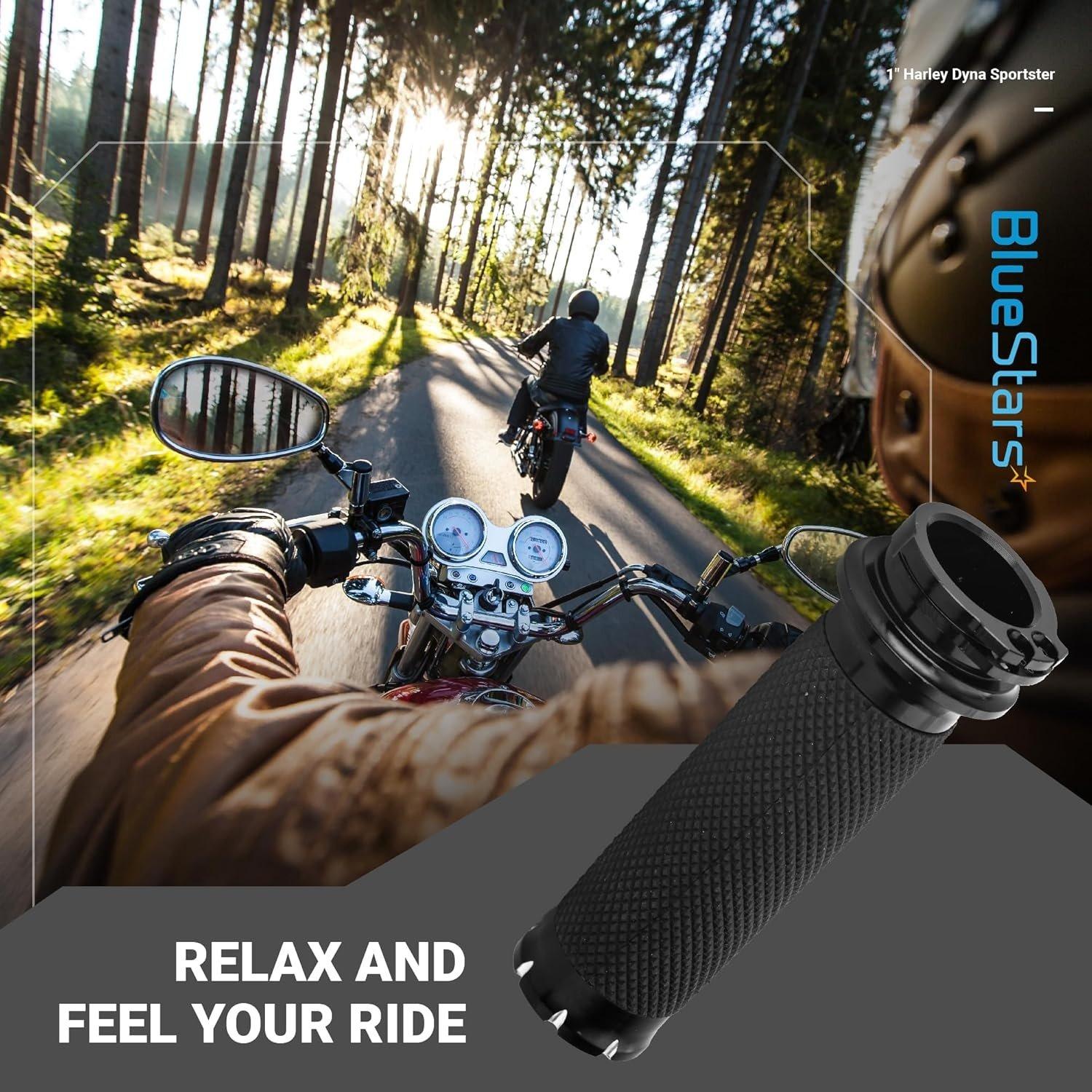 [Lifetime Warranty] 1-Inch Handlebar Hand Grips, Non-Slip and Durable - Compatible with Harley Dyna, Sportster 883 1200, Road Glide, Softail, Street Glide, Tour Glide image 3