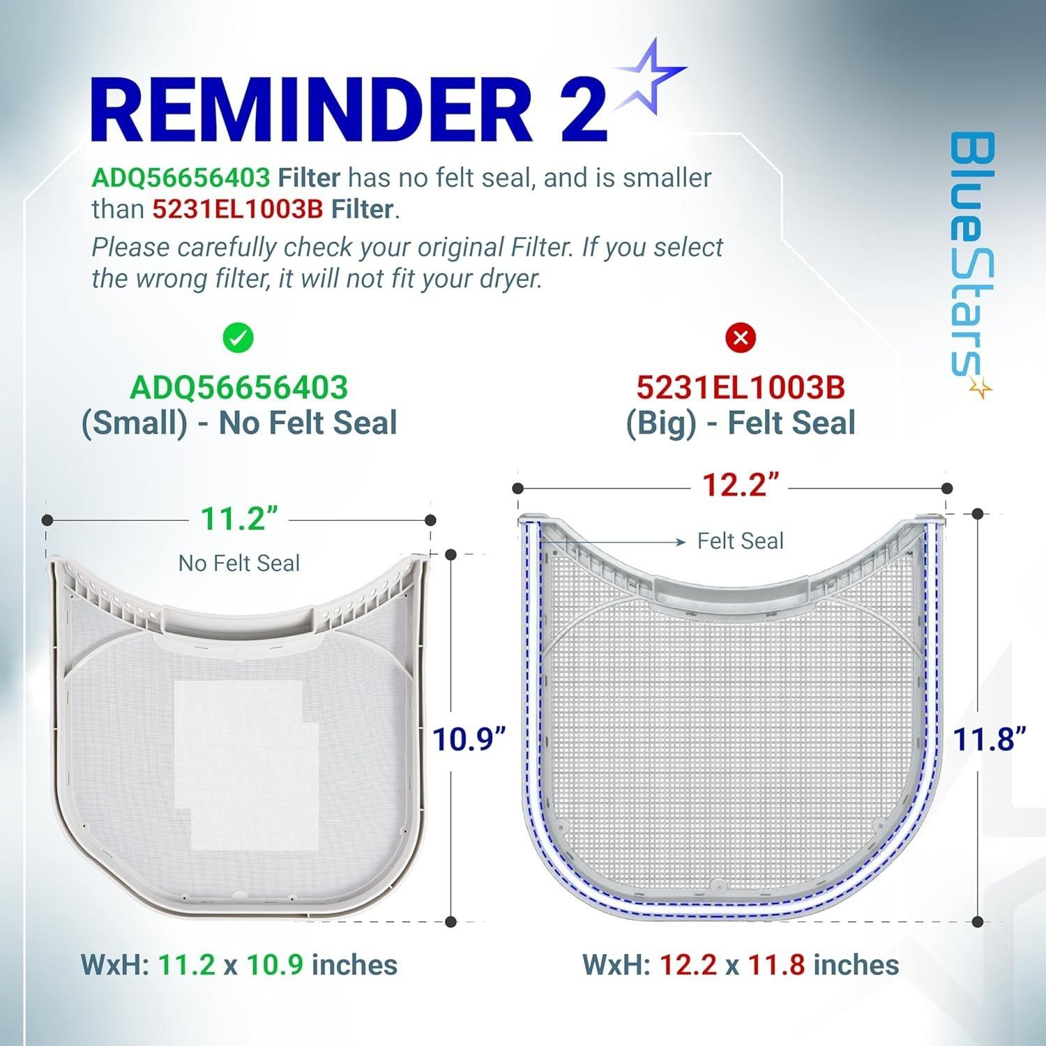 [Lifetime Warranty] ADQ56656403 Lint Filter Replacement - Compatible with LG Dryers and WashTowers - 11.2" x 10.9" - Replaces 4960837 AP7012980 PS16546780 image 3