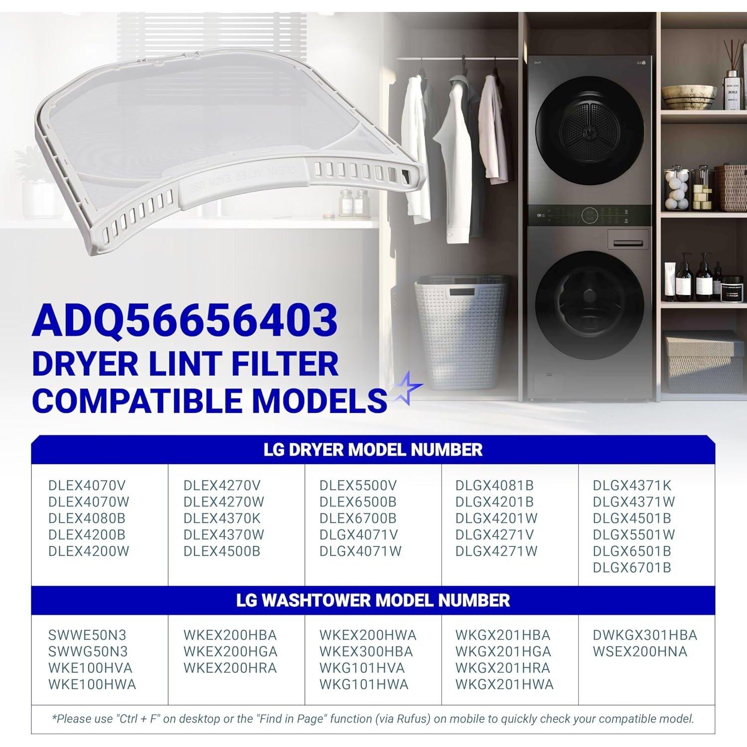 [Lifetime Warranty] ADQ56656403 Lint Filter Replacement - Compatible with LG Dryers and WashTowers - 11.2" x 10.9" - Replaces 4960837 AP7012980 PS16546780 image 7