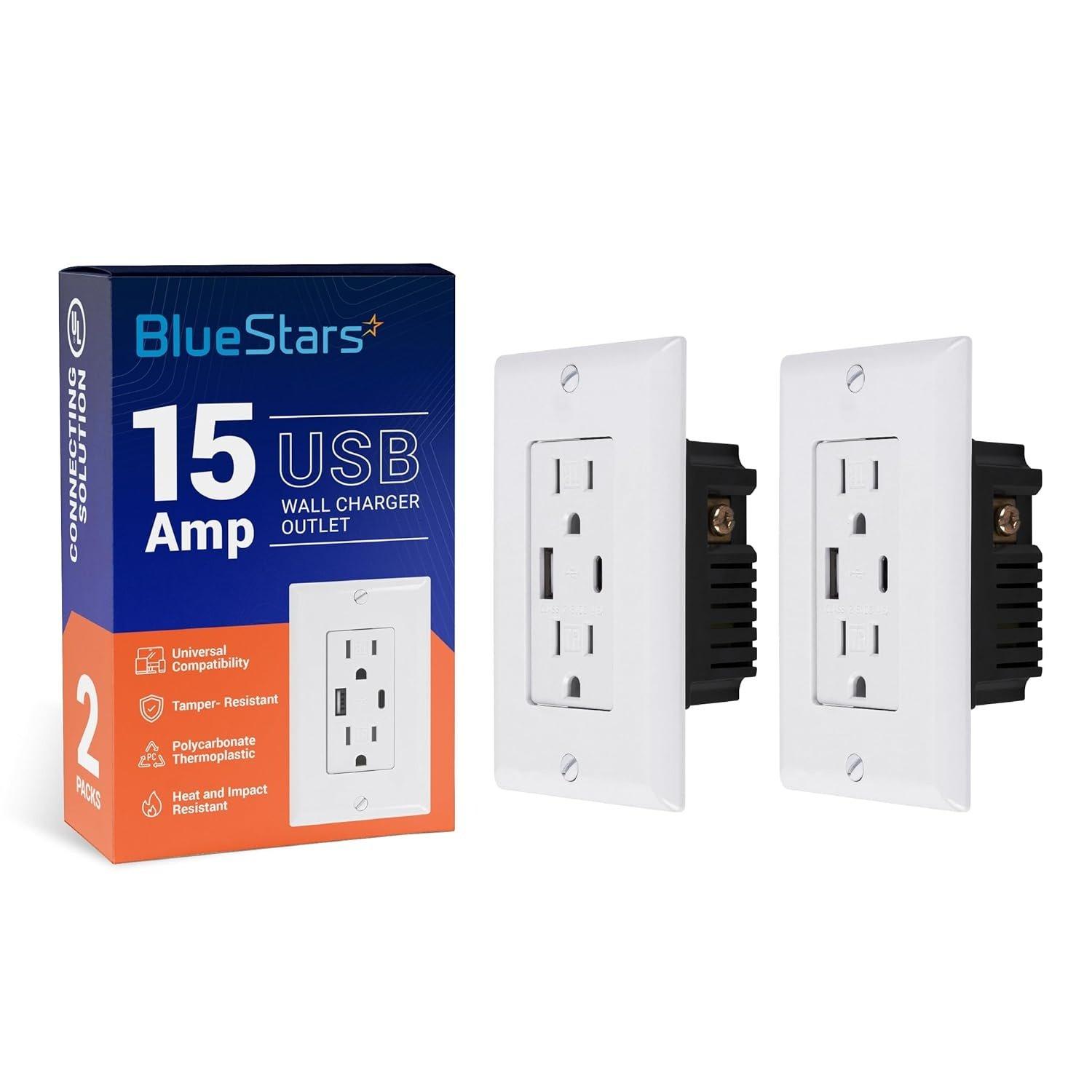 [Lifetime Warranty] 15 Amp Electrical USB Wall Charger Outlet - Pack of 2 image 0