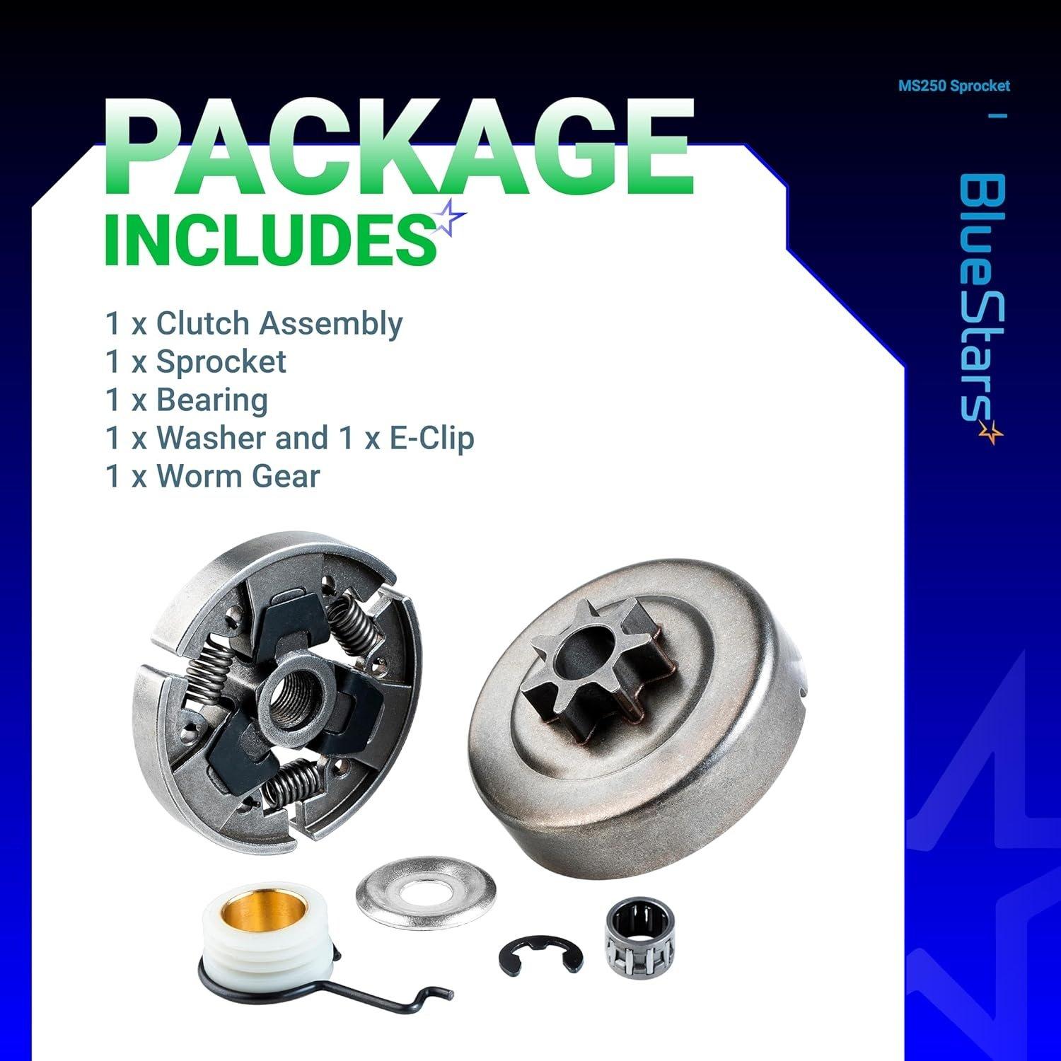 [Lifetime Warranty] 3/8 7T Clutch Drum Sprocket with Bearing3/8 7T Clutch Drum Sprocket with Bearing Washer E-Clip Worm Gear image 3