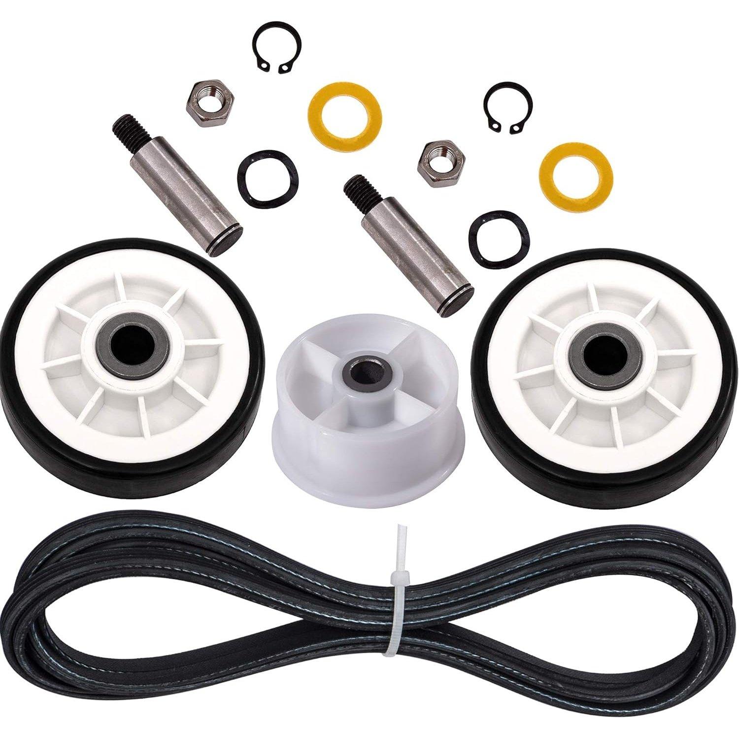 12001541, 303373, 303373K Dryer Drum Roller Kit & 6-3700340 Dryer Idler Pulley & WP33002535 Dryer Drum Belt Repair Kit image 0