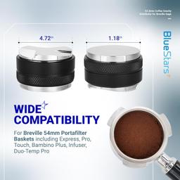 [Lifetime Warranty] 53.3mm Coffee Gravity Distributor & Tamper - Dual Head Coffee Leveler Compatible with 54mm Breville Portafilter - 304 Stainless steel thumbnail 1