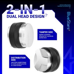 [Lifetime Warranty] 53.3mm Coffee Gravity Distributor & Tamper - Dual Head Coffee Leveler Compatible with 54mm Breville Portafilter - 304 Stainless steel thumbnail 6
