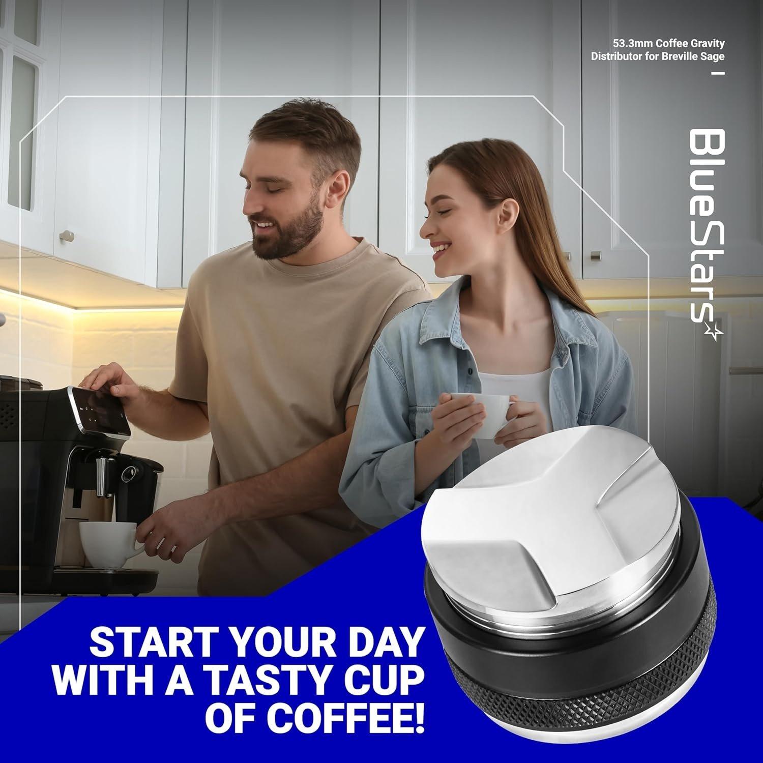 [Lifetime Warranty] 53.3mm Coffee Gravity Distributor & Tamper - Dual Head Coffee Leveler Compatible with 54mm Breville Portafilter - 304 Stainless steel image 5