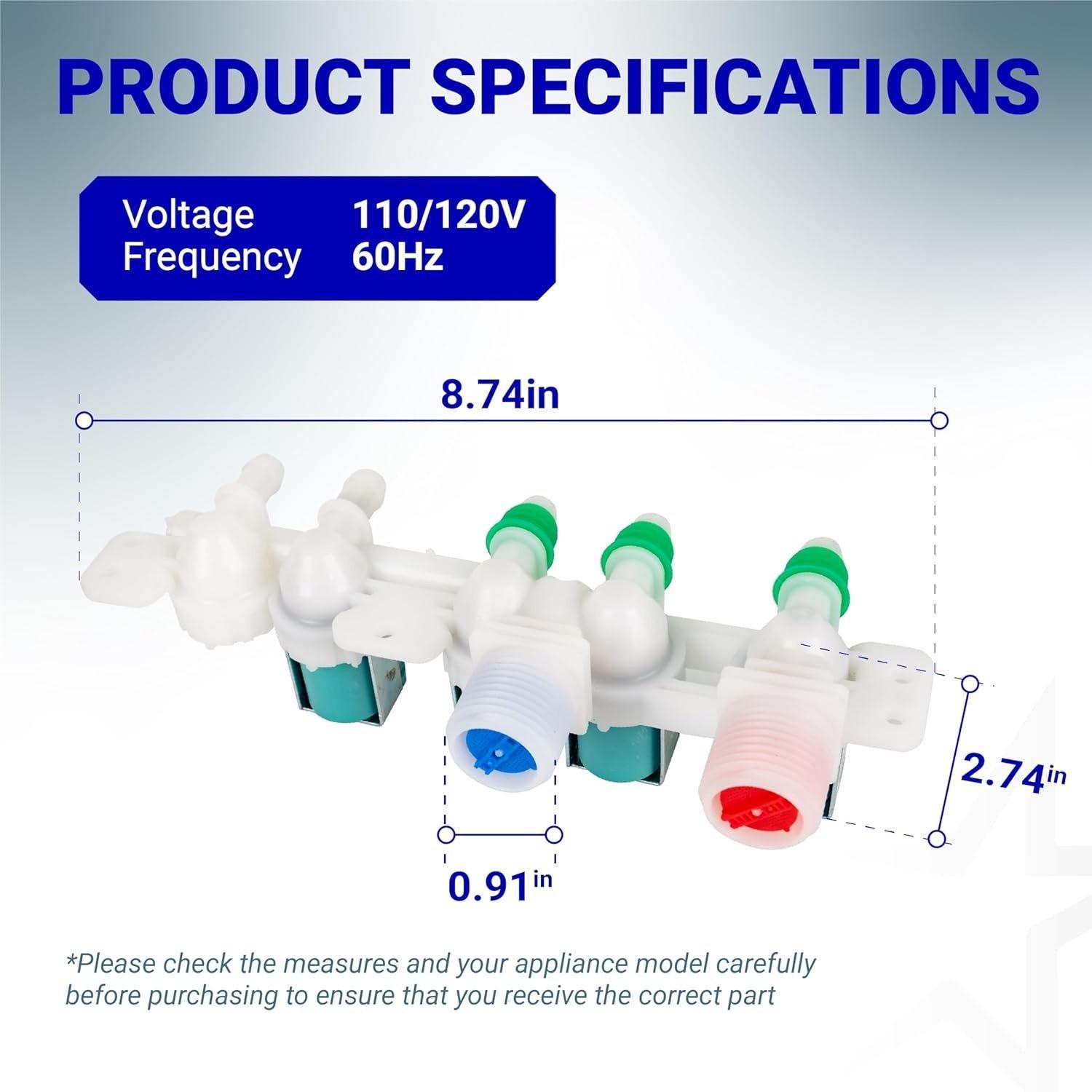 [Lifetime Warranty] DC97-15459H WA45H7000AW/A2 Water Inlet Valve For Samsung Washers WA50R5400AW/US WA50R5400AV/US WA45M7050AW/A4 WA400PJHDWR/AA WA40J3000AW/A2 WA50R5200AW/US image 8