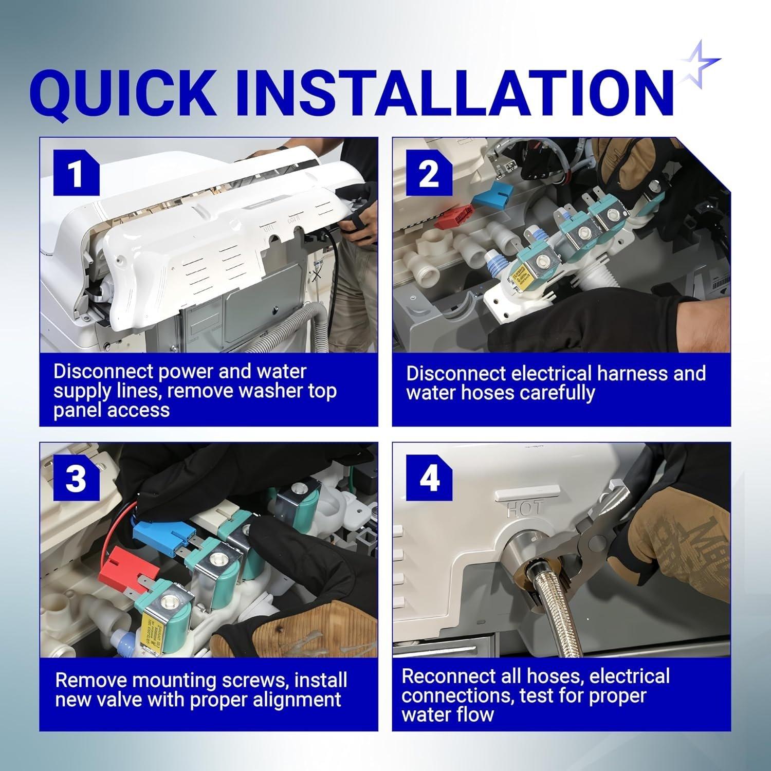 [Lifetime Warranty] DC97-15459H WA45H7000AW/A2 Water Inlet Valve For Samsung Washers WA50R5400AW/US WA50R5400AV/US WA45M7050AW/A4 WA400PJHDWR/AA WA40J3000AW/A2 WA50R5200AW/US image 5