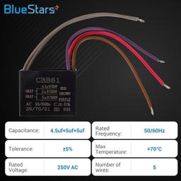 [Lifetime Warranty] CBB61 4.5uf+5uf+5uf 5-Wire 250V AC Ceiling Fan Capacitor thumbnail 6