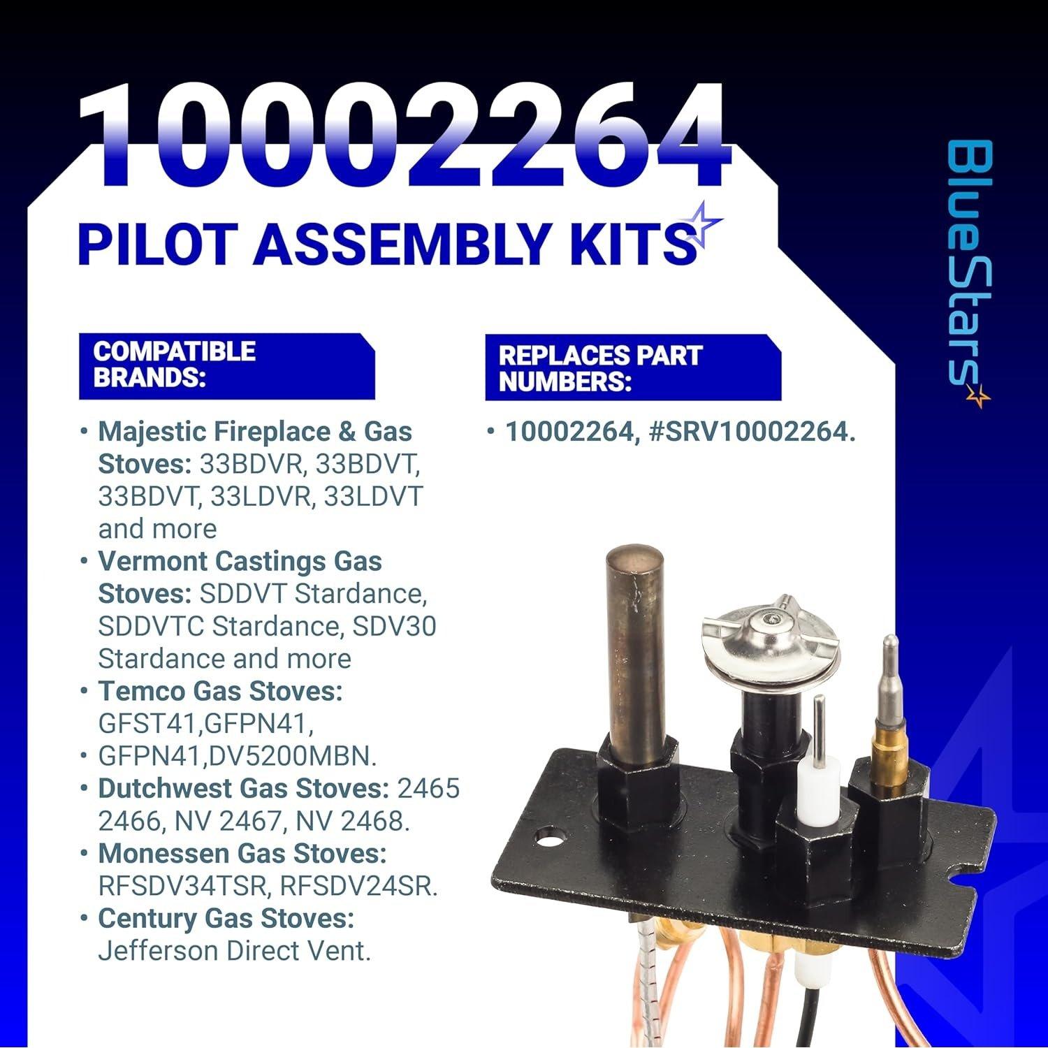 [Lifetime Warranty] 10002264 Natural Gas 3-Way Pilot Assembly Kit - Compatible with HHT Majestic Monessen Temco Vermont Castings Fireplaces - SRV10002264 LP NG 3-Way Pilot with Thermocouple image 5