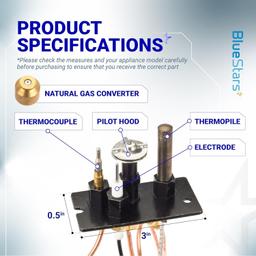 [Lifetime Warranty] 10002264 Natural Gas 3-Way Pilot Assembly Kit - Compatible with HHT Majestic Monessen Temco Vermont Castings Fireplaces - SRV10002264 LP NG 3-Way Pilot with Thermocouple thumbnail 6