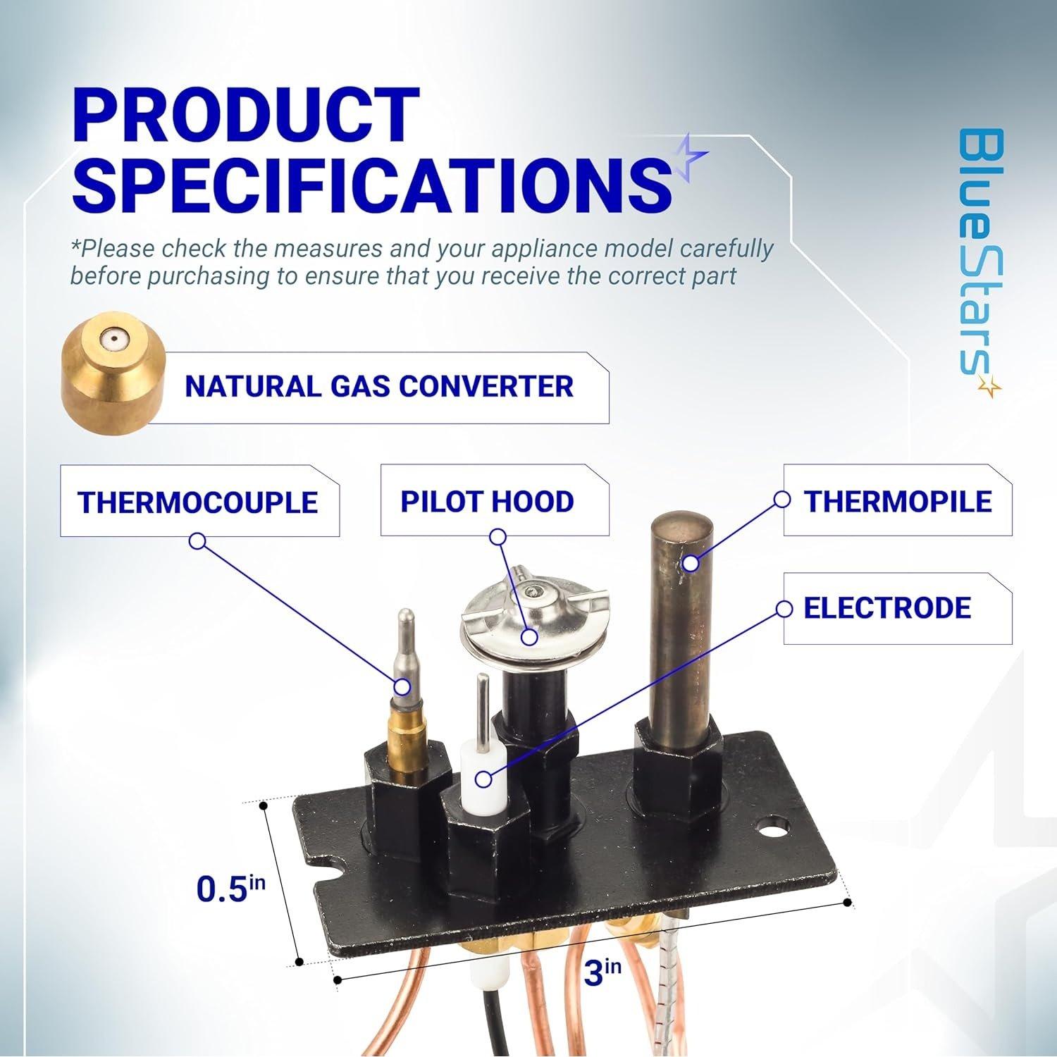 [Lifetime Warranty] 10002264 Natural Gas 3-Way Pilot Assembly Kit - Compatible with HHT Majestic Monessen Temco Vermont Castings Fireplaces - SRV10002264 LP NG 3-Way Pilot with Thermocouple image 6